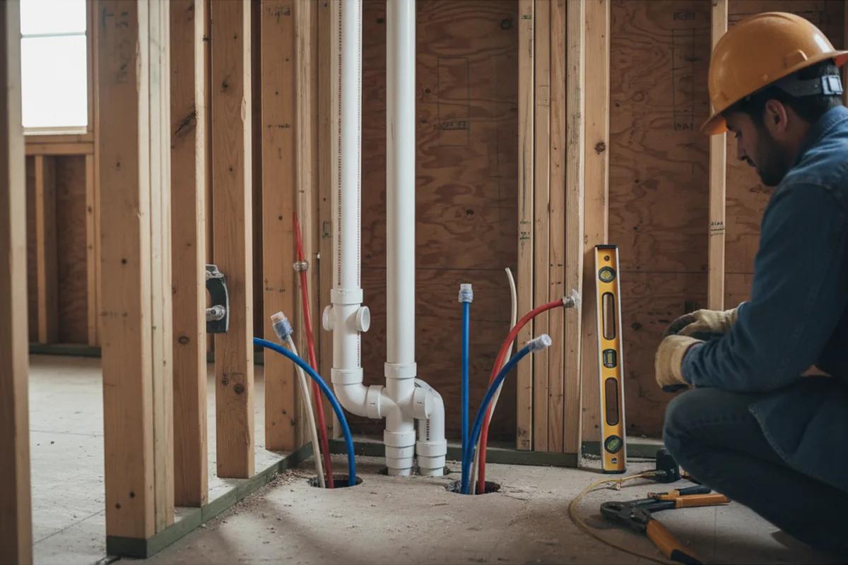 Drain and supply rough-in during Garbage Disposal Repair in Freeland